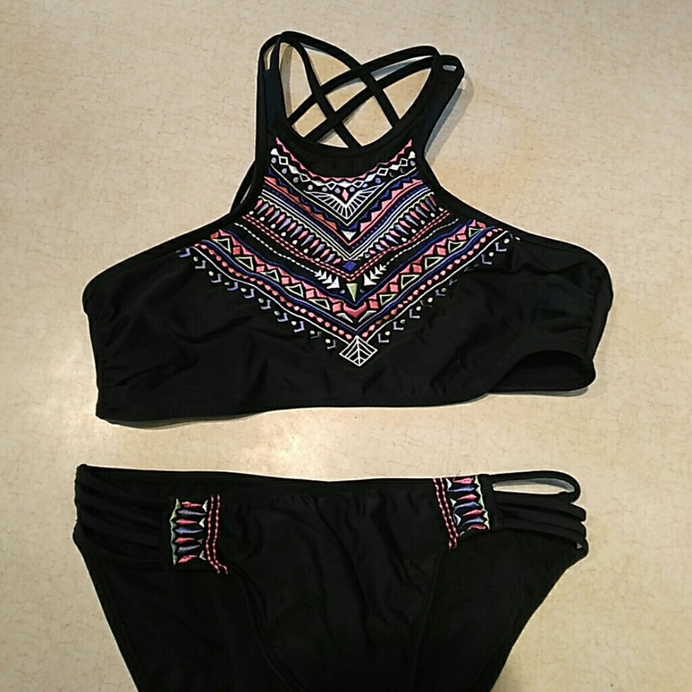 Aztec design two piece bathing suit